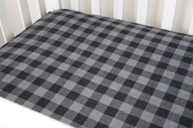 black and white buffalo plaid crib sheet