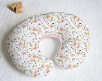 Floral Blush Sage Mustard Nursing Pillow Cover With Personalization Option