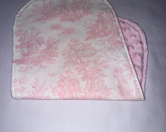 Minky Burp Cloth - Pink Toile