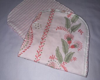 Minky- Burp- Cloths- Pink Floral and Stripe-2 pack