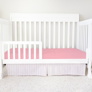 Pink Ticking Crib Skirt