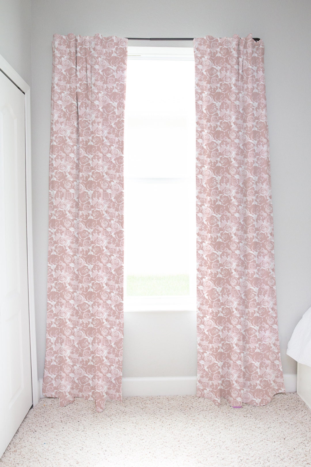 Blush Floral Curtains Etsy
