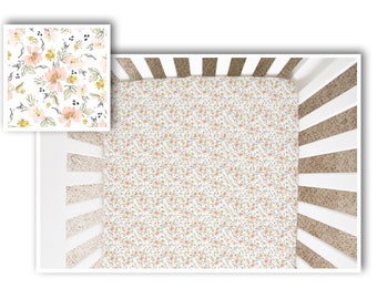 Floral Blush Sage Mustard Crib Sheet