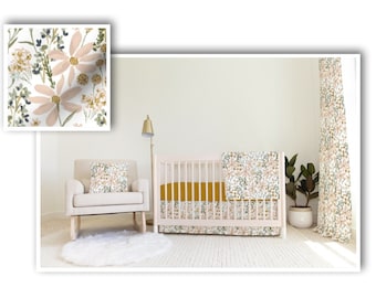 Moody Floral Crib Coordinates - Blush, Sage, Mustard