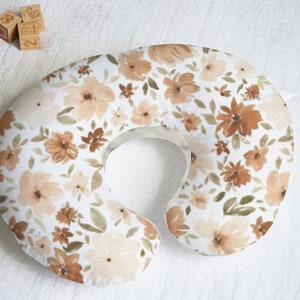 Floral Neutrals Nursing Pillow Cover With Personalization Option