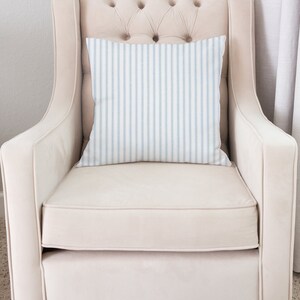 Lt Blue Ticking Pillow Cover