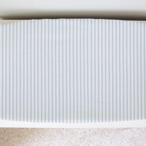 Lt Blue-Ticking-Changing-Pad-Cover