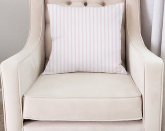 Pink Ticking Pillow Cover