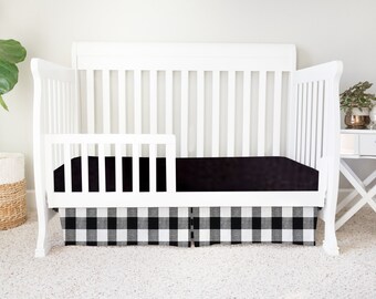 grey plaid crib skirt