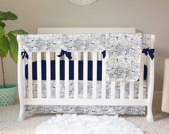 Vintage Maps Navy Crib Coordinates