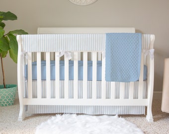light blue crib sheet