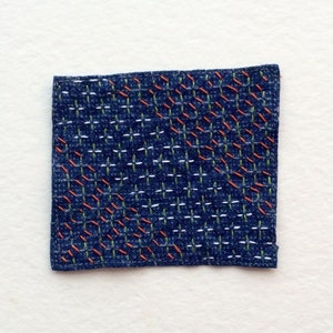 Handstitched Sashiko Embroidery Patch, Lightweight Sew On Patch, Japanese Decorative Stitching, Cotton Fabric