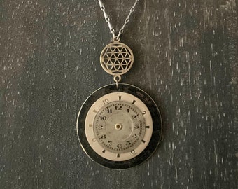 Steampunk Watch Face/ Dial Necklace, Mixed Metal, Watch Parts, 24" Chain