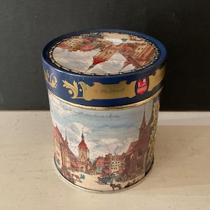 E. Otto Schmidt Tin, Numberger Germany, 4 3/4" Tall, Storage or Crafts, Sold Empty