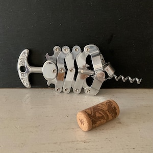 Vintage French Zig Zag Accordion Corkscrew, Wine Bottle Opener, Barware, Wine Enthusiast Gift