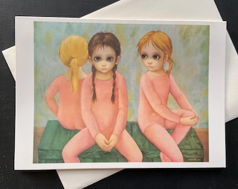 Vintage Margaret Keane Note Card, Big Eyes Art, Ballet Class