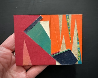 Original Mini Collage, Assemblage, Vintage Book Covers, Paper