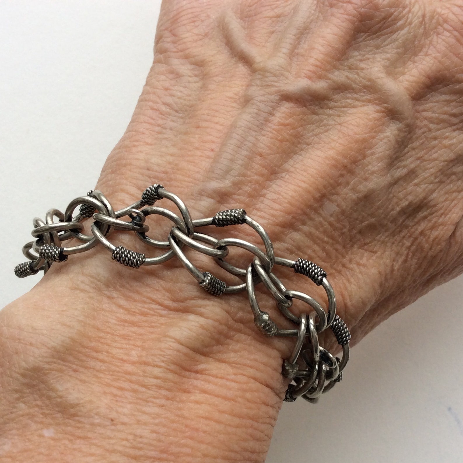 Vintage Sterling Silver Link Charm Bracelet 8.5 Large Etsy