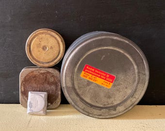 Vintage Tin Canister Lot, Kodak Film, Elgin Watch, Swiss Made, All Empty
