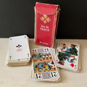Jeu de tarot vintage 78 cartes, fabriqué en France, d'occasion, complet