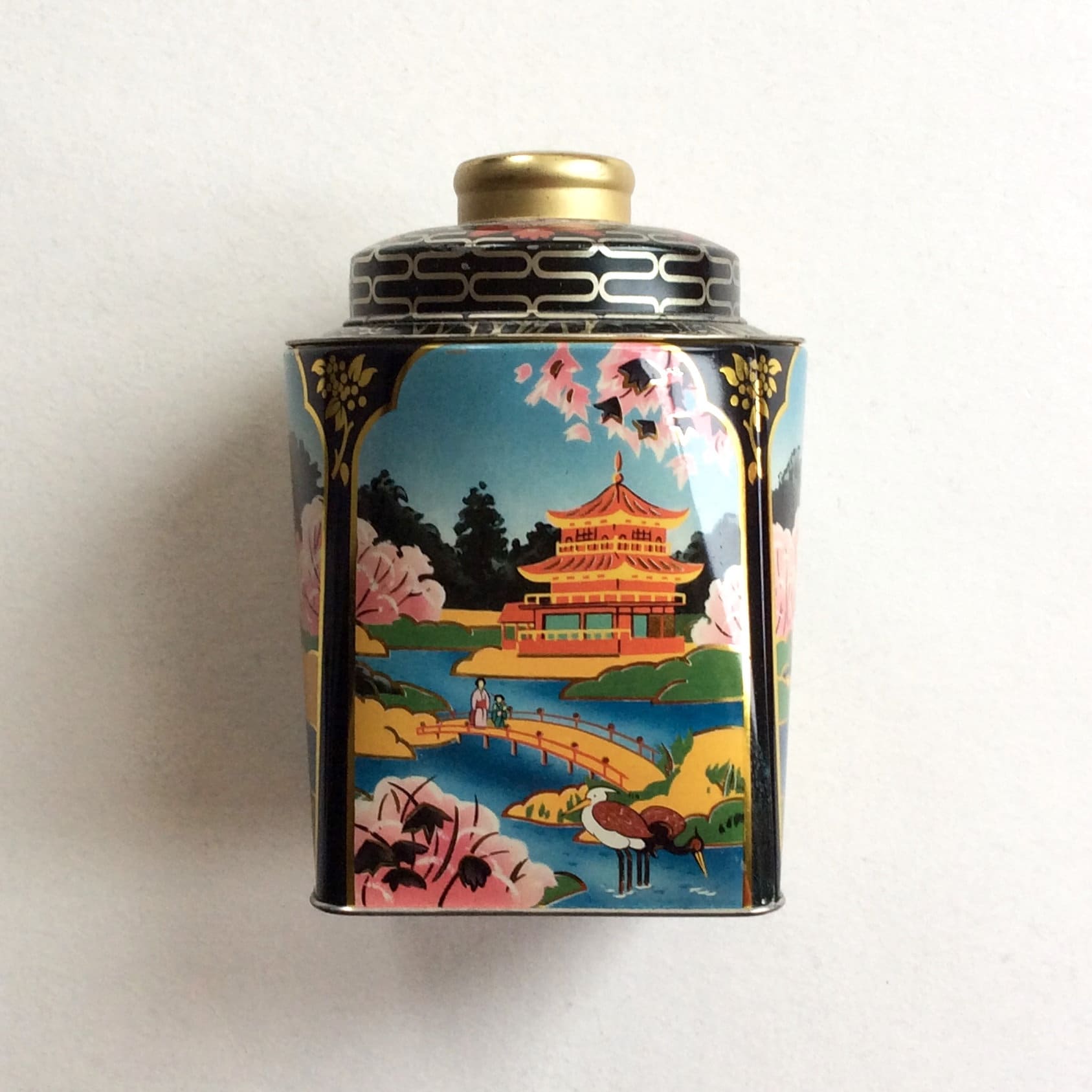 Vintage Japanese Style Tin Collectible Tin Container Etsy