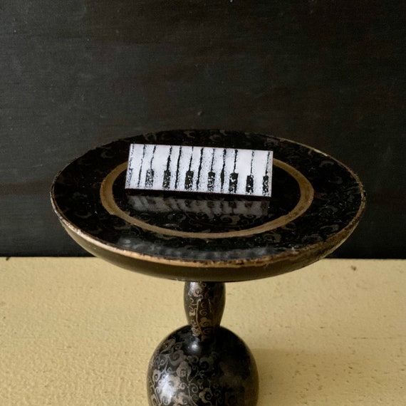 Vintage Enamel Piano Keys Pin/ Brooch, Black & Wh… - image 3