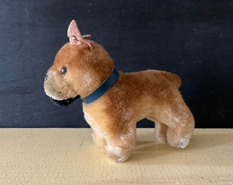 Vintage Steiff Boxer Dog, Germany, Mohair, 4.5", 1960's, Collectible Stuffed Dog, Mid Century