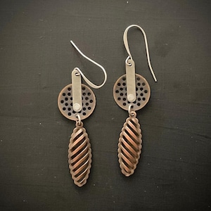 Unique Mixed Metal Earrings, Long, Lightweight