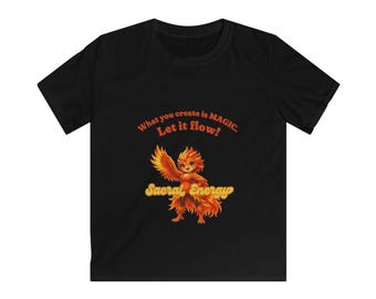 Camiseta infantil del chakra sacro con fénix / "Lo que creas es magia" / Diarios de animales de la isla de los chakras