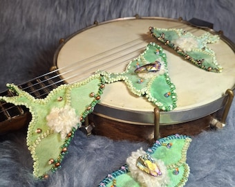 Luna Moth - Hand Embroidered Beaded Bat - Hair Ornament | Brooch | Pin | Necklace | Choker | Bracelet