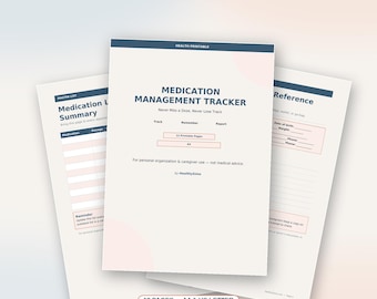 Medikamentenmanagement-Tracker (PDF), Tages-Pillenorganizer & Medikamentenprotokoll für Pflegekräfte, Notfallkarte (Sofort-Download)