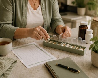 Medication Management Tracker PDF, Daily Pill Organizer & Medicine Log for Caregivers, Emergency Card Instant Download