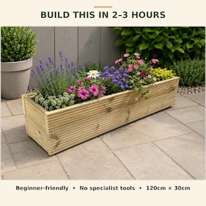 Garden Planter Build Plans PDF | DIY Wooden Flower Box Woodworking Plans | Beginner Step by Step Guide | Instant Digital Download