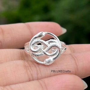 Sterling Silver Twin Snake Ouroboros Ring | Handmade Gothic Serpent Statement Jewelry