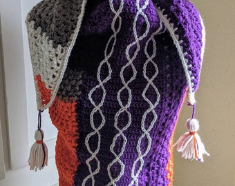 Chic shawl, crochet wrap, crochet shawl, handmade shawl, oversized scarf, scarf with tassels