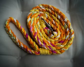 Dog Leash Fun Handmade Brightly Colored-Pink, Yellow, and Orange, dog leash, handmade dog leash, crochet leash