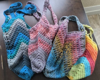 Market bags, crochet market bags, multicolor bags, tote bag, reusable tote bag, beach bag, tote, rainbow bag