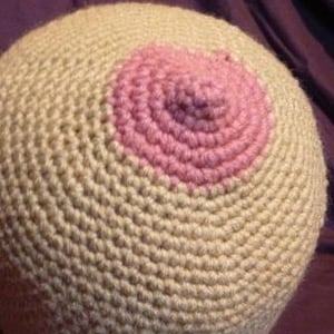 Crochet Boob Beanie Breast Cancer Awareness, crochet beanie, beanie, boobie beanie