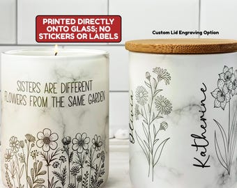 Custom Birth Flowers Gift for Sisters are Different Flowers from the Same Garden Candle Gift for Sister Candle Gift for Her Custom Candle