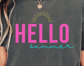Comfort Colors Minimalist Hello Summer Shirt Group Last Day of School Shirt Summer Break Shirt for Teacher Hello Summer Tee Schools Out
