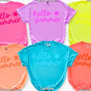 Neon Comfort Colors Hello Summer Shirt for Teacher Last Day of School Shirt Summer Break Shirt for Teacher Schools Out for Summer Shirt Bild 1