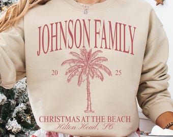 Matching Family Beach Christmas Sweatshirts Group Tropical Christmas Sweater Comfort Colors Christmas at the Beach Shirt Kids Christmas Tee