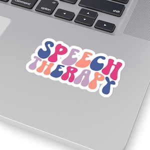 Retro Speech Therapy Kiss-Cut Stickers, Laptop Decal, Water Bottle Sticker, Bold Colors, Fun Gift