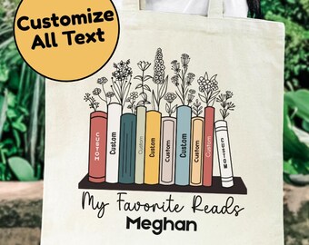 Custom Bookish Tote Bag Book Club Gifts for Readers Book Lover Gift for Teacher Personalized Gift Library Book Tote Bag Gifts for Readers