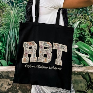 Floral RBT Tote Bag Registered Behavior Technician Tote Bag Gift for RBT Gift for Coworker Wildflower Tote Behavior Technician Group Gift