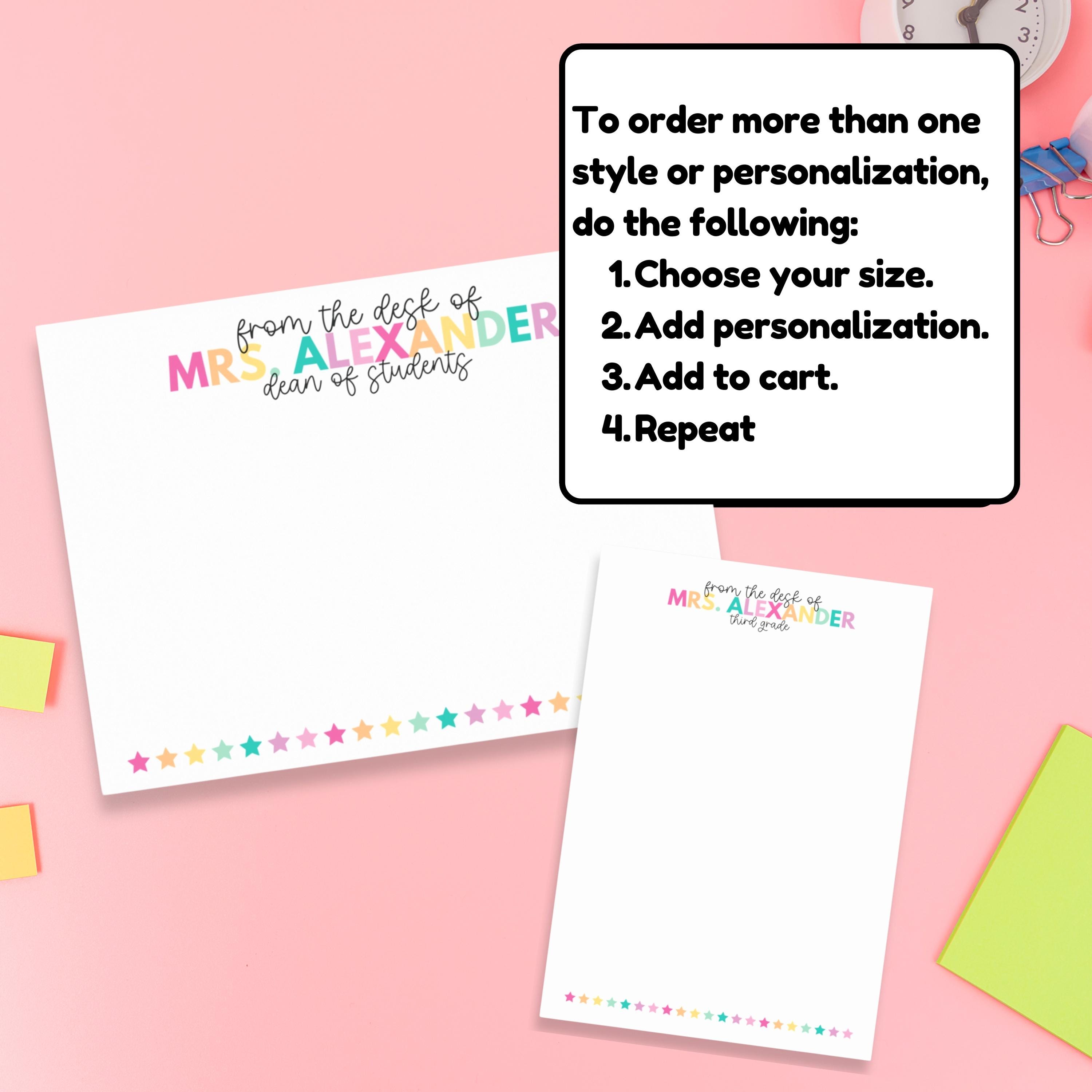 From the Desk of Teacher Notepad, Personalized Notepad for Teacher ...