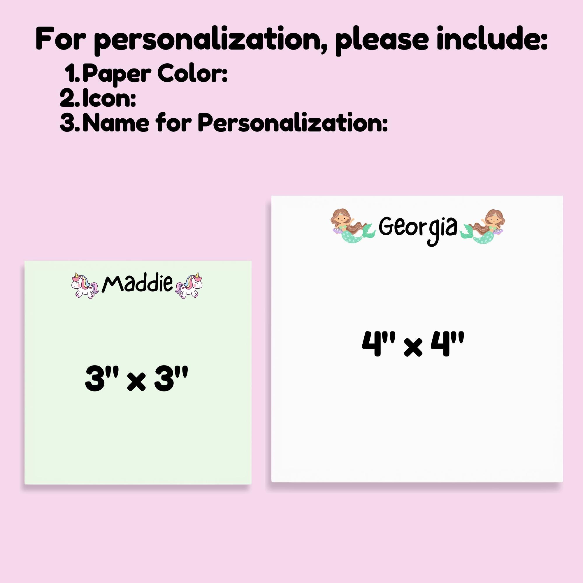 Personalized Sticky Notes for Kids, Custom Kids Sticky Notes, Kids ...