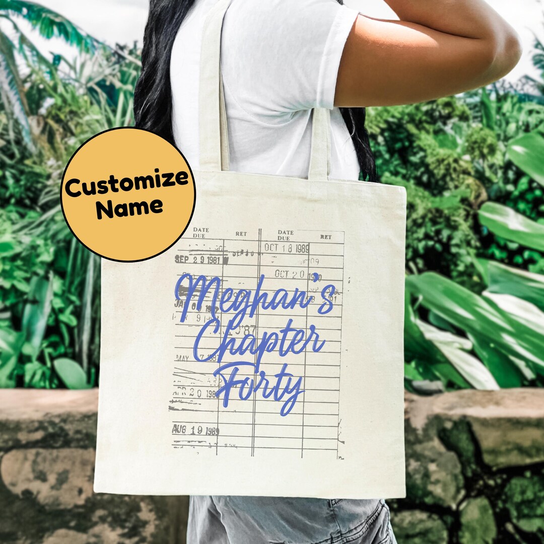 Custom Library Card Tote Bag Chapter Forty Bag 40th Birthday Gifts for ...