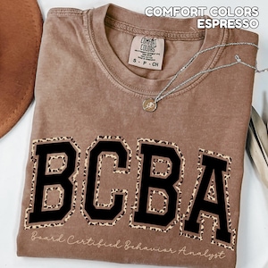 Comfort Colors Leopard BCBA Shirt Behavior Analyst Sweatshirt BCBA Sweatshirt for ABA Sweater Gift for bcba Appreciation Gift image 1