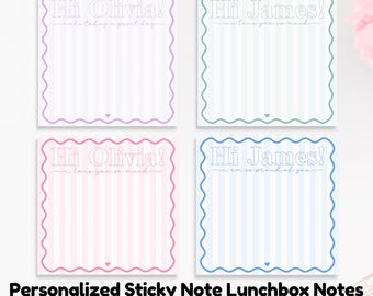 Personalisierte Lunchbox Notizen für Kinder, personalisierte Notiz von Eltern, benutzerdefinierte Haftnotizen, personalisierte Notizen für das Geschenk der Kinderlunchbox
